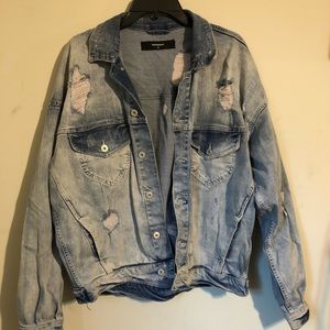 Represent Distressed Denim Jacket - Bleach Wash